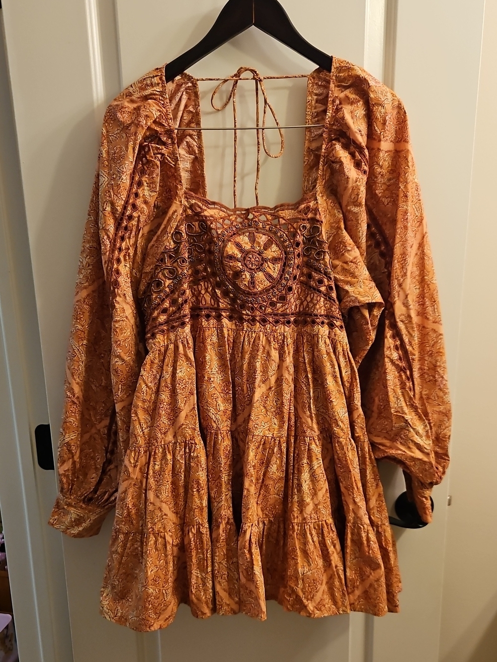 Free People Marias Beaded & Crochet Mini Dress, Rare, Embroidered Boho, M - Picture 5 of 12